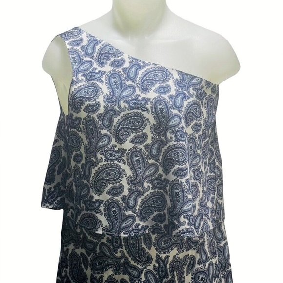 BANANA REPUBLIC Dress Size 8 Blue and White Paisley Size 8 - Picture 5 of 12